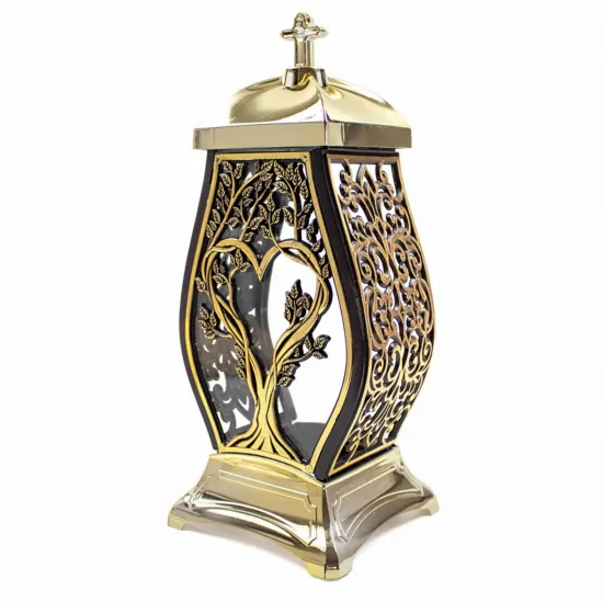 Znicz Kapliczka Nagrobna ze złotym Krzyżem i zdobieniami Elegancki Lampion Pamięci